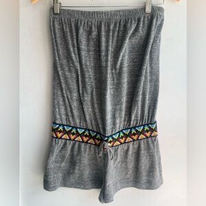 Lucky Brand Gray Strapless shorts one- piece jumper NWOT XS